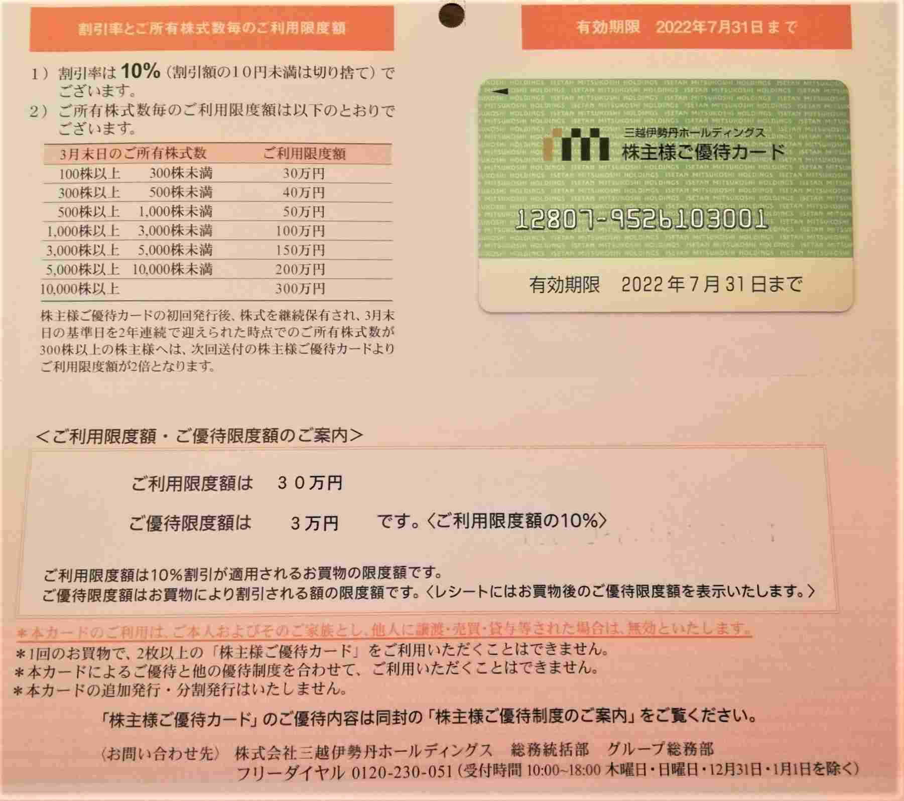 【株主優待】三越伊勢丹ホールディングス（3099）の株主優待カードが届きました!!